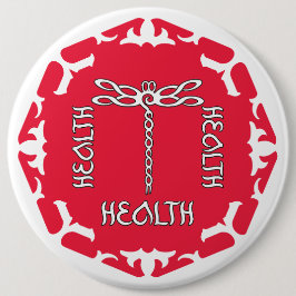 Red Root Chakra "Health" Dragonfly White BG Button