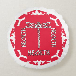 Red Root Chakra "Health" Dragonfly White BG Rundes Kissen