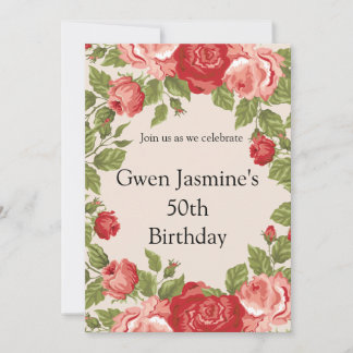 Red Rose Birthday Invitation – Elegant  Einladung