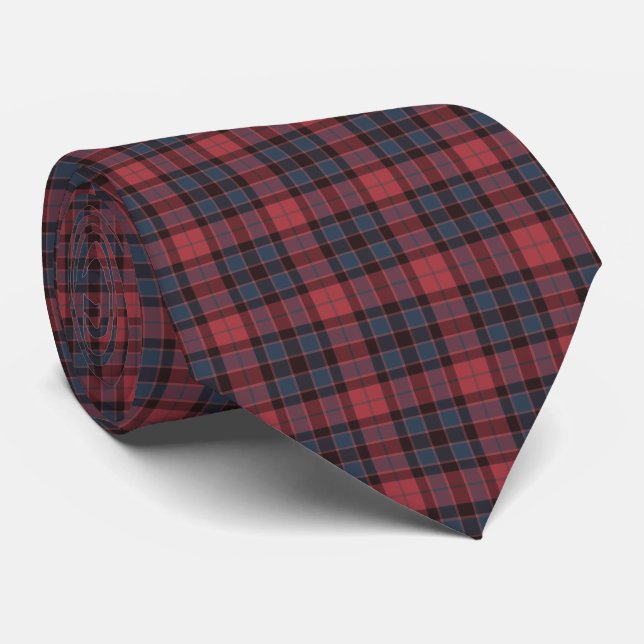 Red Rose Blue Black Plaid Tartan Neck Tie Krawatte (Gerollt)