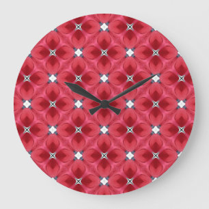 Red Rose Diamond Geometric Pattern Große Wanduhr