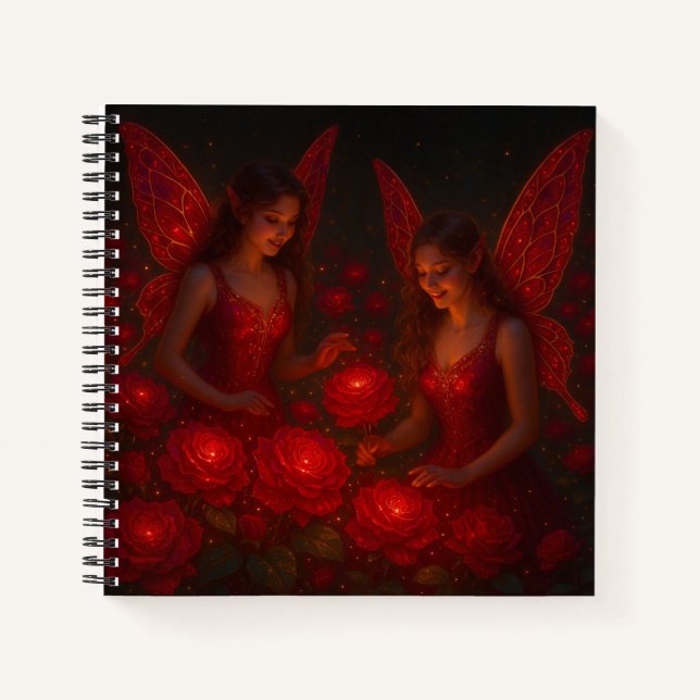 Red Rose Fairy Romantic Fantasy Love Notizbuch (Vorderseite)