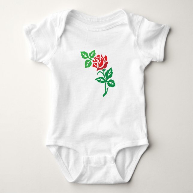 Red Rose Flower Design – Classic Floral Beauty Baby Strampler (Vorderseite)
