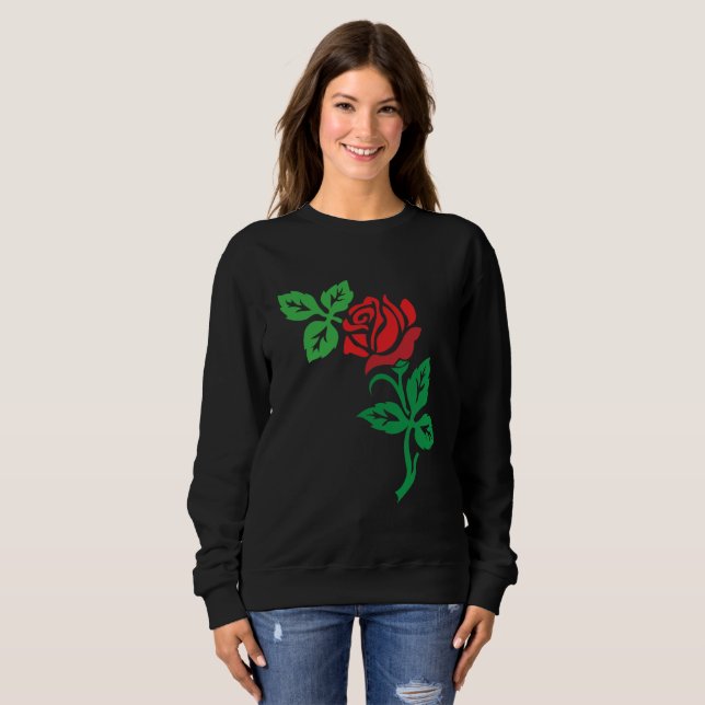 Red Rose Flower Design – Classic Floral Beauty Sweatshirt (Vorne ganz)