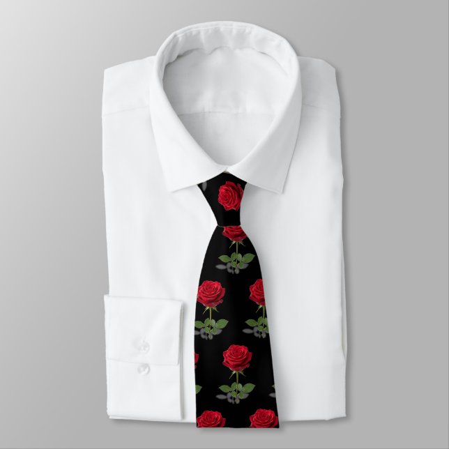 Red rose flower pattern romantic custom color krawatte (Gebunden)
