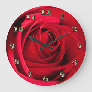 Red Rose Große Wanduhr