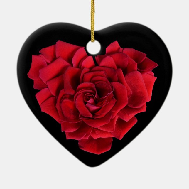 Red Rose Heart Keramik Ornament (Hinten)