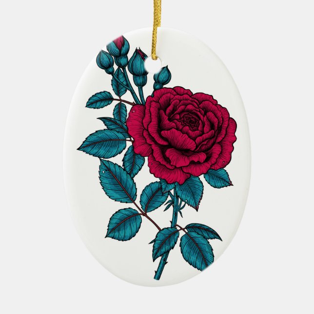Red Rose Keramik Ornament (Vorne)