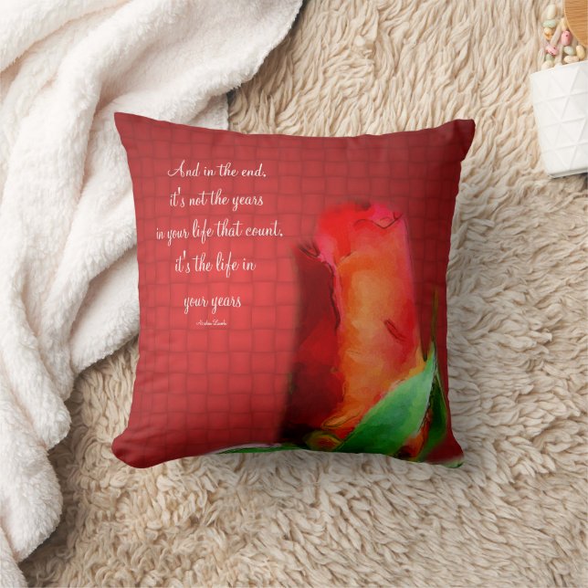 Red Rose Life Attitude Quote Inspirational  Kissen (Decke)