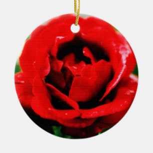 Red Rose Love Keramik Ornament