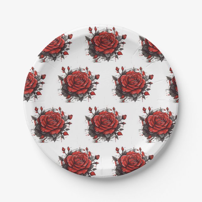 Red Rose Pappteller (Vorderseite)