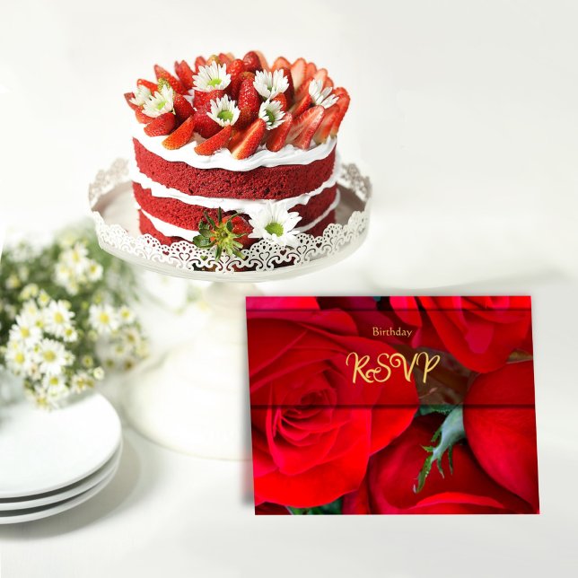 Red Rose Party Response Postcard Postkarte (Von Creator hochgeladen)
