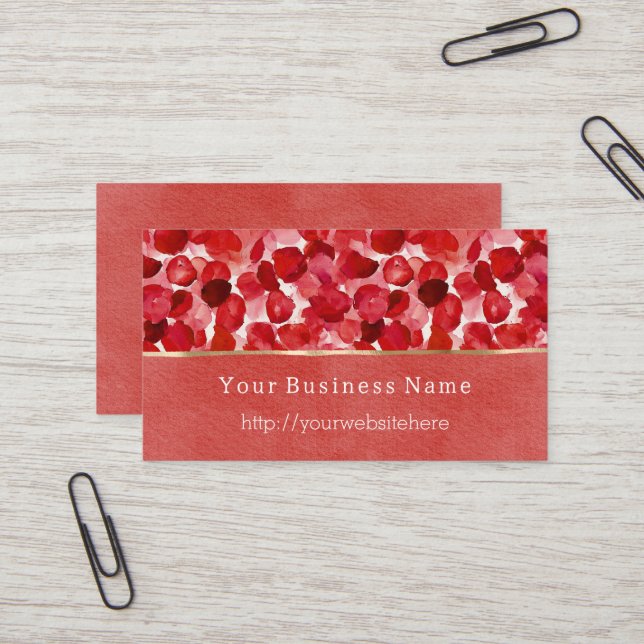 Red Rose Petals Floral Business name website Visitenkarte (Vorderseite/Rückseite Beispiel)