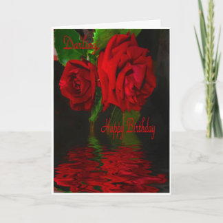 Red Rose Refelcted-Happy Birthday Darling Karte