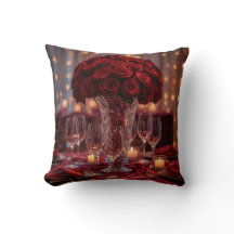Red Rose Romantic Valentine Decorative Sofa Pillow