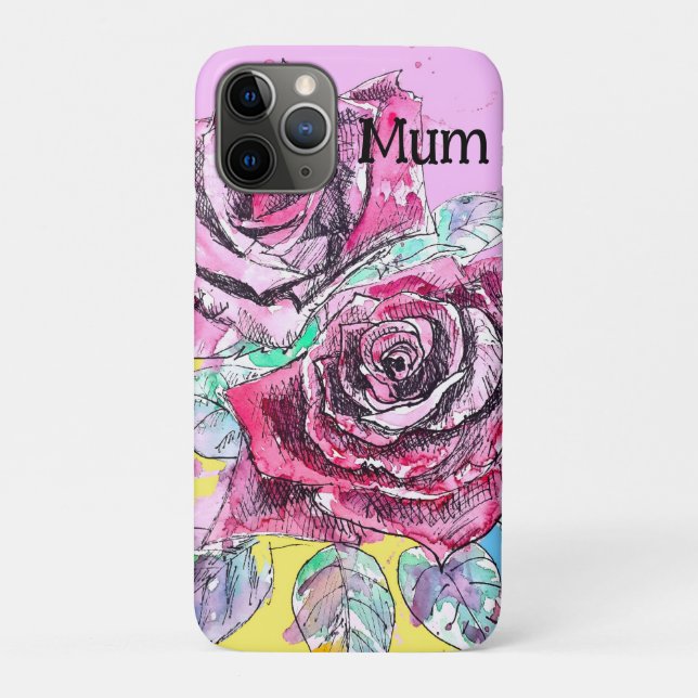 Red Rose Roses Watercolour Floral Flowers Flower Case-Mate iPhone Hülle (Rückseite)