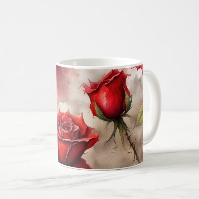 Red Rose Valentine or Thank You Kaffeetasse (VorderseiteRechts)