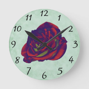 Red Rose Wall Clock Runde Wanduhr