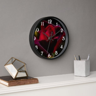 Red Rose Wall Clock Wanduhr