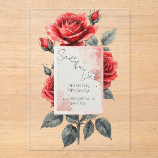 Red Rose Wedding Invitation Acryleinladungen