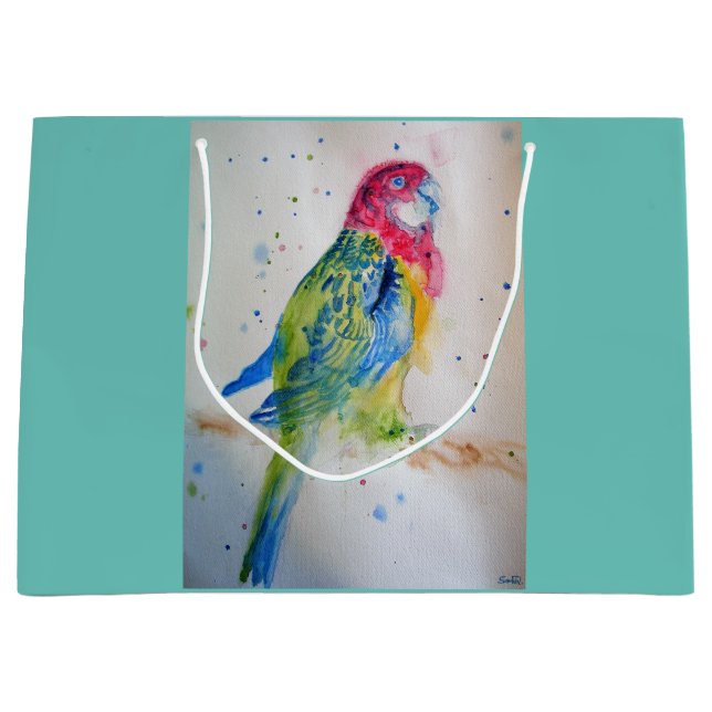 Red Rosella Parrot Bird Geschenktasche Große Geschenktüte (Vorderseite)