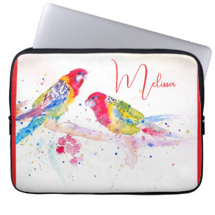 Red Rosella Parrot Watercolor MalNotebook Laptopschutzhülle