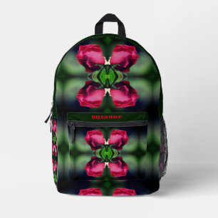 Red Rosenknospe Bending Abstrakt Personalisiert Bedruckter Rucksack