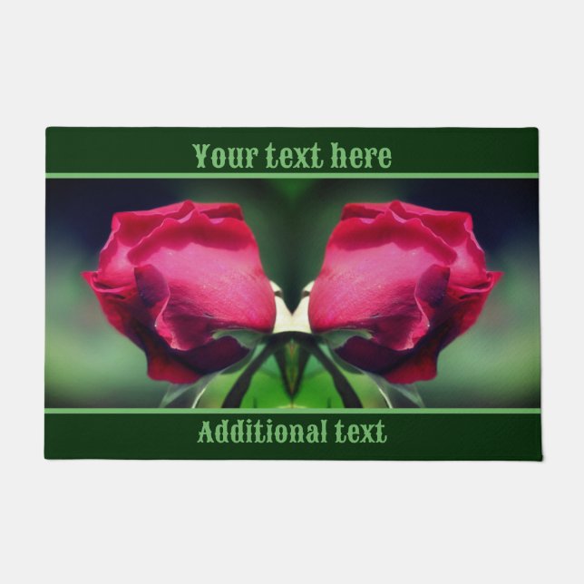 Red Rosenknospe Bending Blume Personalisiert Fußmatte (Vorderseite)