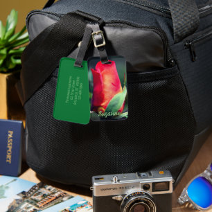 Red Rosenknospe Blumen Personalisiert Gepäckanhänger