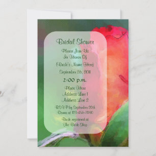 Red Rosenknospe Watercolor Floral Brautparty laden Einladung