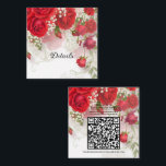 Red Roses & Babys Breath Floral Wedding Details Quadratische Visitenkarte<br><div class="desc">customize however you want</div>