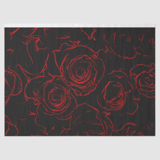 Red Roses Black Background Seidenpapier (Vorderseite)