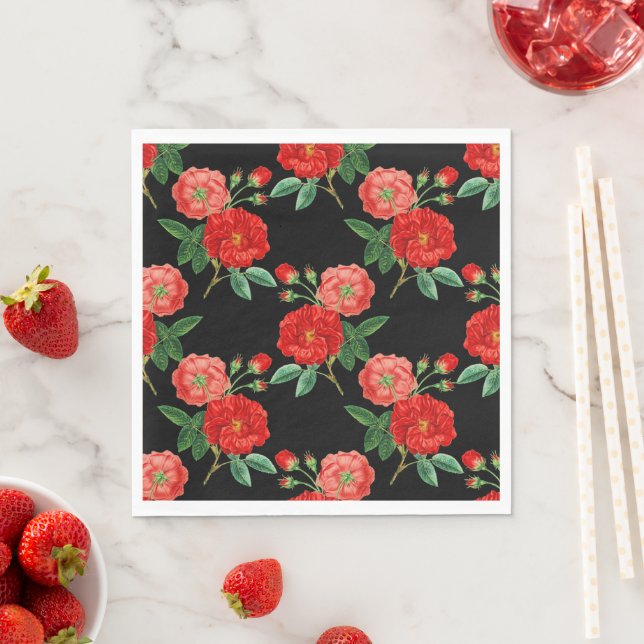 Red Roses, Black Background, Serviette (Beispiel)