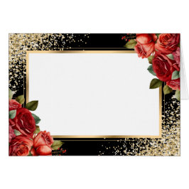 Red Roses Black Gold Confetti Floral