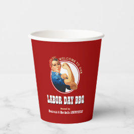 Red Rosie Riveter LABOR DAY GRILLEN Paper Cups Pappbecher