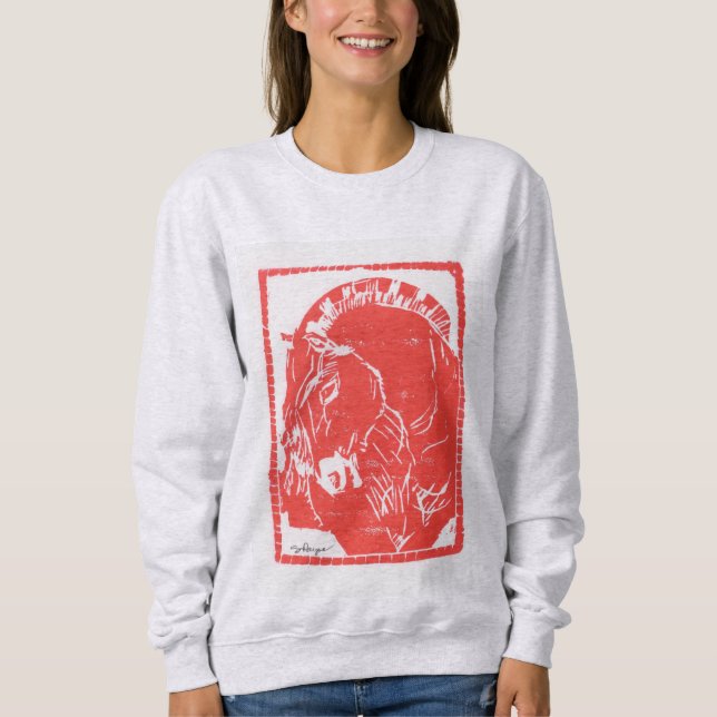 Red Ross Design Sweatshirt (Norwegisches Fjord Pfe (Vorderseite)