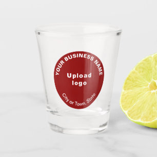 Red Round Business Brand on Shot Glass Schnapsglas