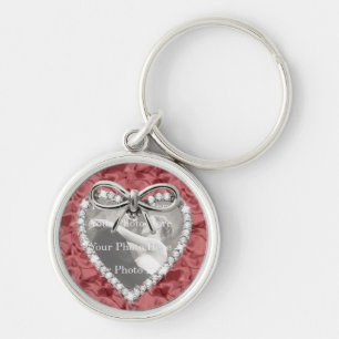 Red Round Diamond Heart Frame Schlüsselanhänger