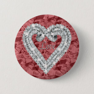 Red Round Liebe Diamond Heart Button