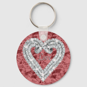 Red Round Liebe Diamond Heart Keychain Schlüsselanhänger