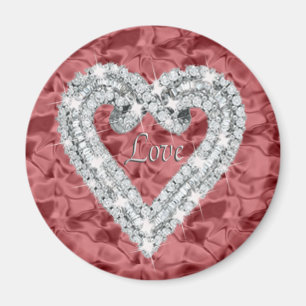 Red Round Liebe Diamond Heart Magnet