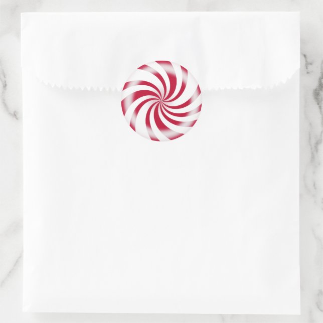 Red Round Peppermint Candy Runder Aufkleber (Tasche)