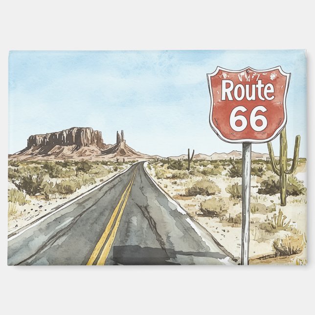 Red Route 66 Sign Magnet (Vorderseite)