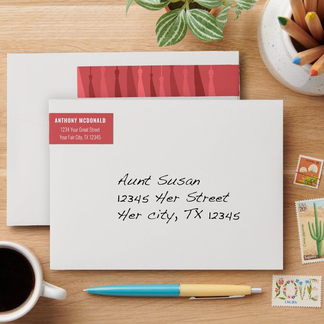 Red Row Tassels Wraparound Address Label (Von Creator hochgeladen)