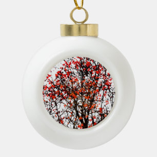 Red rowan fruit or ash berries keramik Kugel-Ornament
