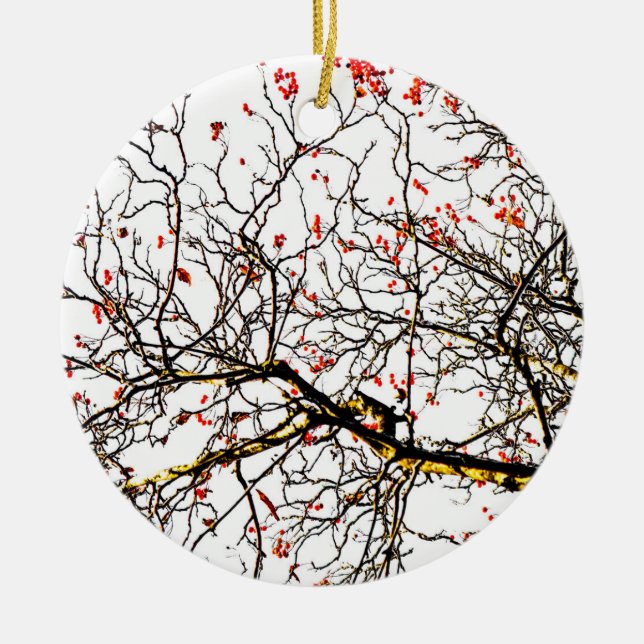 Red rowan fruit or ash berries keramik ornament (Vorne)