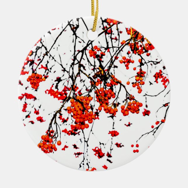 Red rowan fruit or ash berries keramikornament (Vorne)