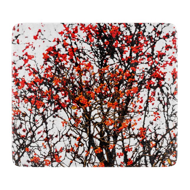 Red rowan fruit or ash berries schneidebrett (Vorderseite)