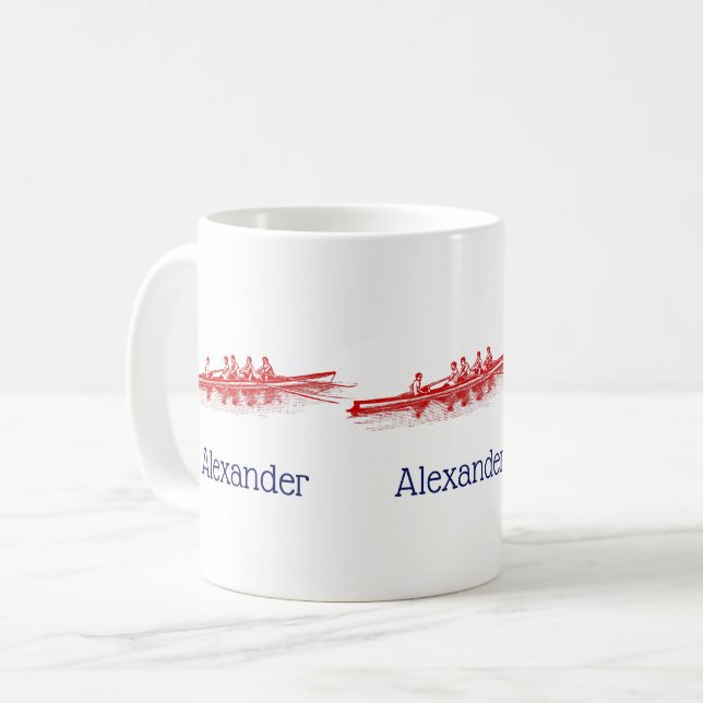 Red Rowing Rowers Crew Team Wassersport Kaffeetasse (Vorderseite Links)