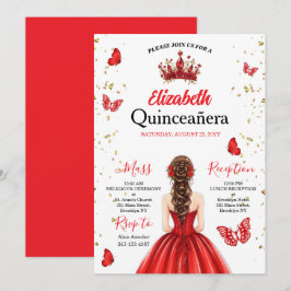 Red Royal Butterfly Quinceañera Invitation Einladung